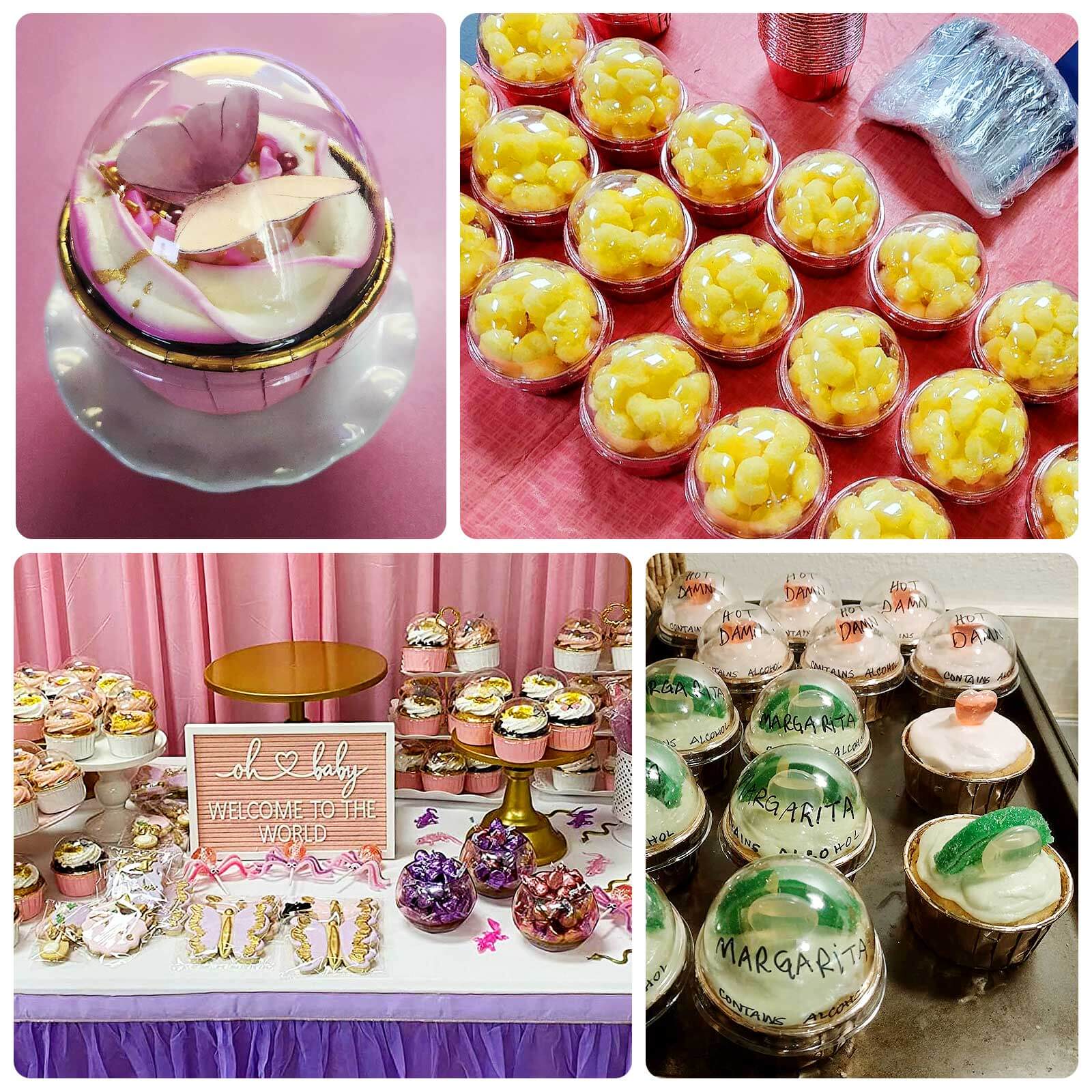 50 - Pack Plastic Dome Lids For Cupcake Liners Clear - Food Safe Disposable Baking Cake Cup Lids for Dessert Buffets Bakery Displays & Party Favors 3" - Bell Racket Store