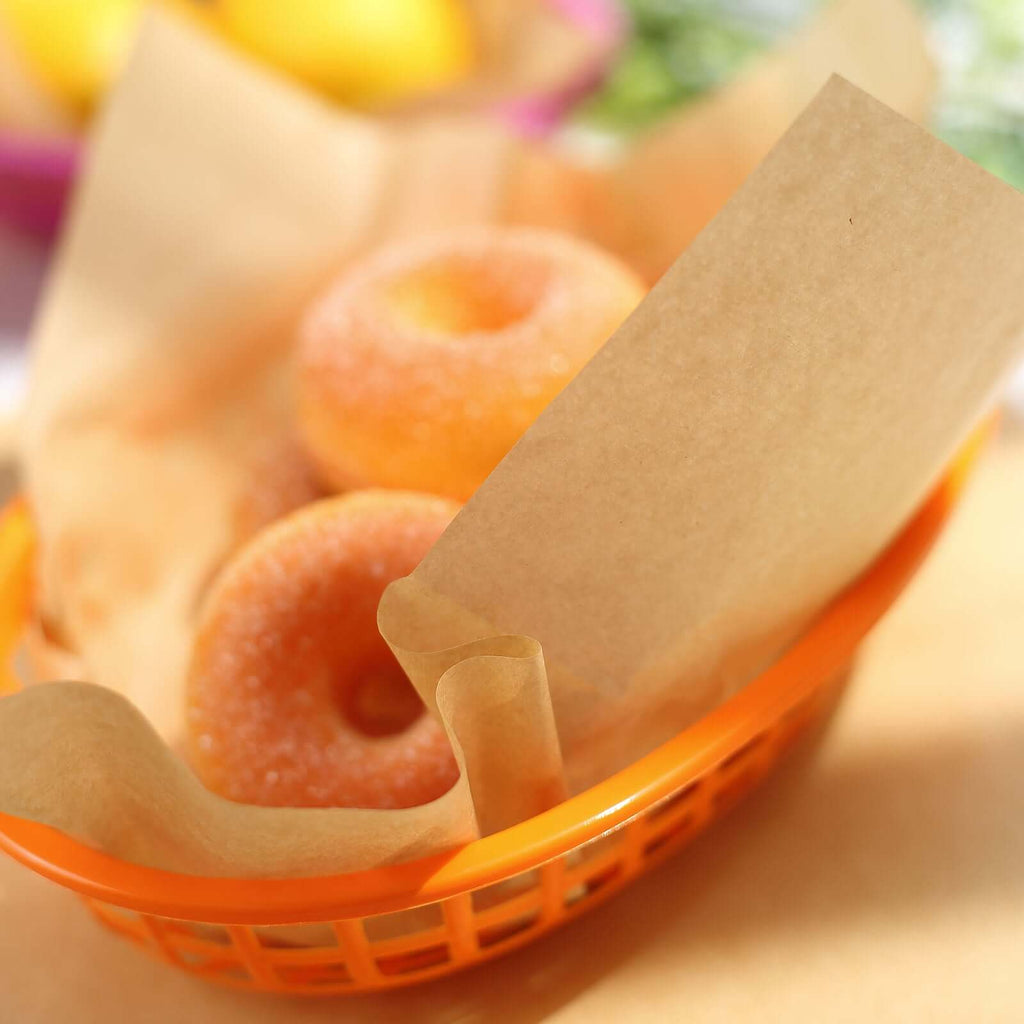 50 - Pack Wax Paper Basket Liners Square Design Natural Brown - Perfect for Sandwiches and Food Wrapping 12" 40GSM - Bell Racket Store