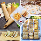 50 - Pack Wax Paper Basket Liners Square Design Natural Brown - Perfect for Sandwiches and Food Wrapping 12" 40GSM - Bell Racket Store