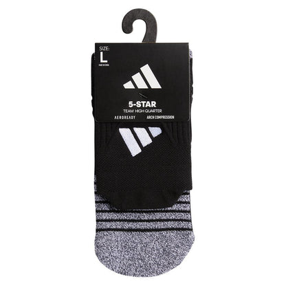 5-Star Team 2.0 High Quarter Socks Black and White
