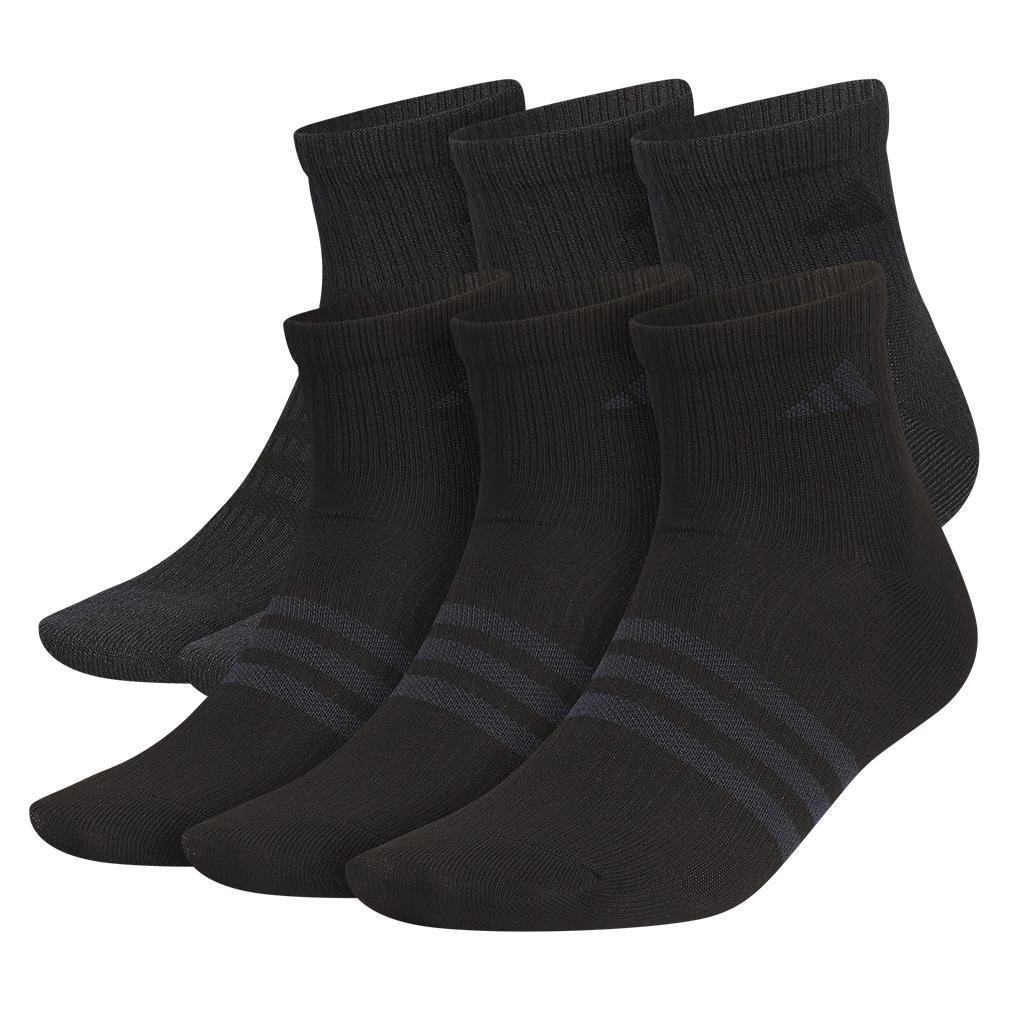 Men's Superlite 3.0 6 Pack Quarter Tennis Socks Black and Night Grey