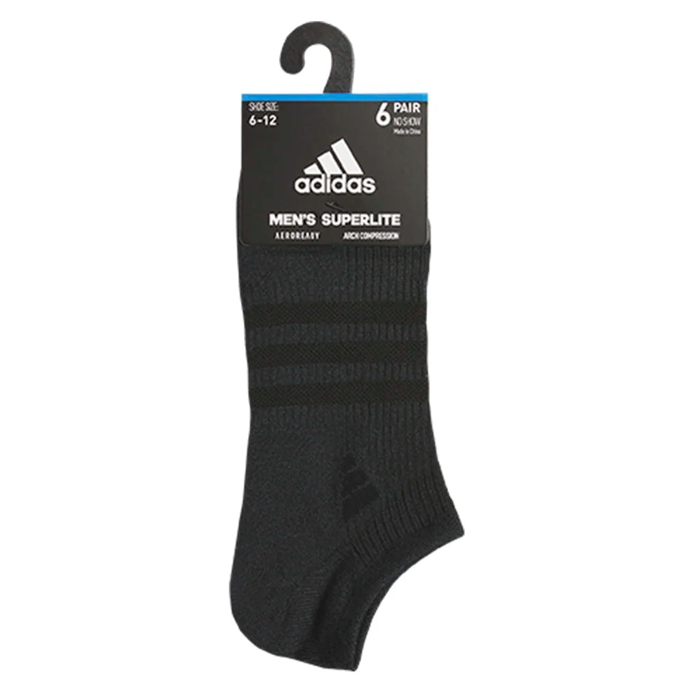 Men's Superlite 3.0 6 Pack No Show Tennis Socks Black and Night Grey