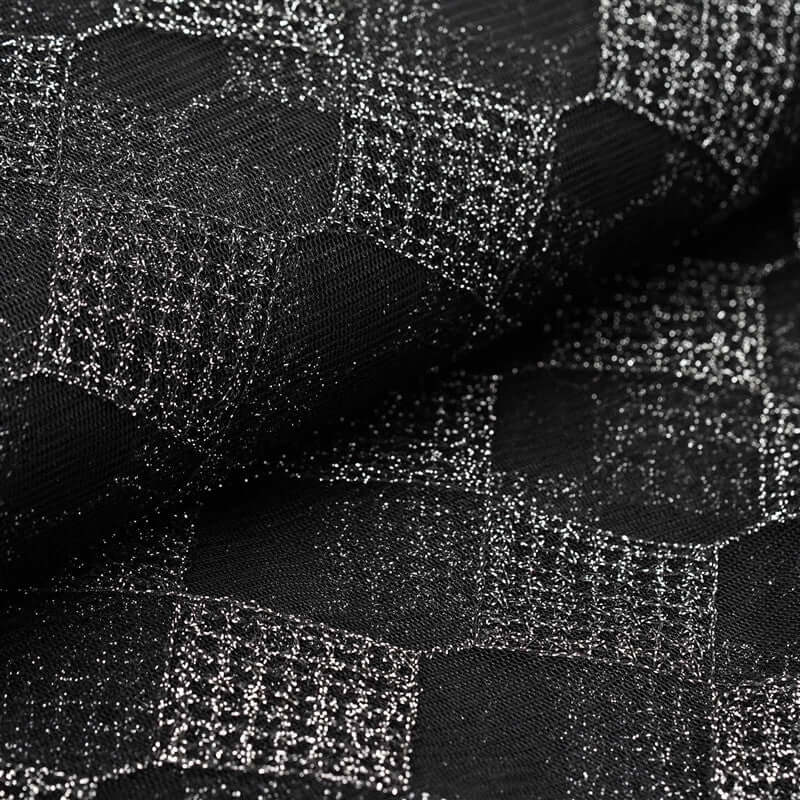 54"x4 Yards Black Silver Buffalo Plaid Polyester Fabric Roll, Checkered Netting DIY Craft Fabric Bolt