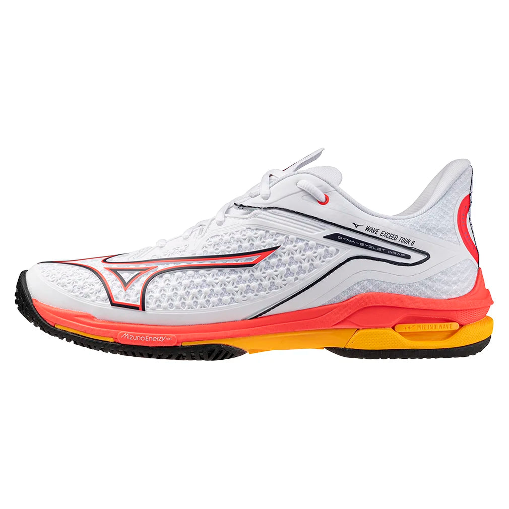 Men's Wave Exceed Tour 6 AC Tennis Shoes White and Fiery Coral