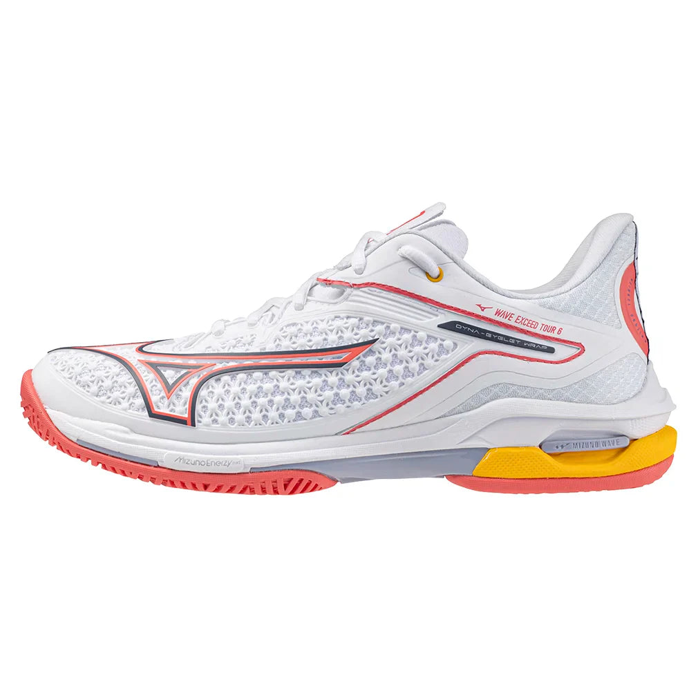 Women's Wave Exceed Tour 6 AC Tennis Shoes White and Calypso Coral