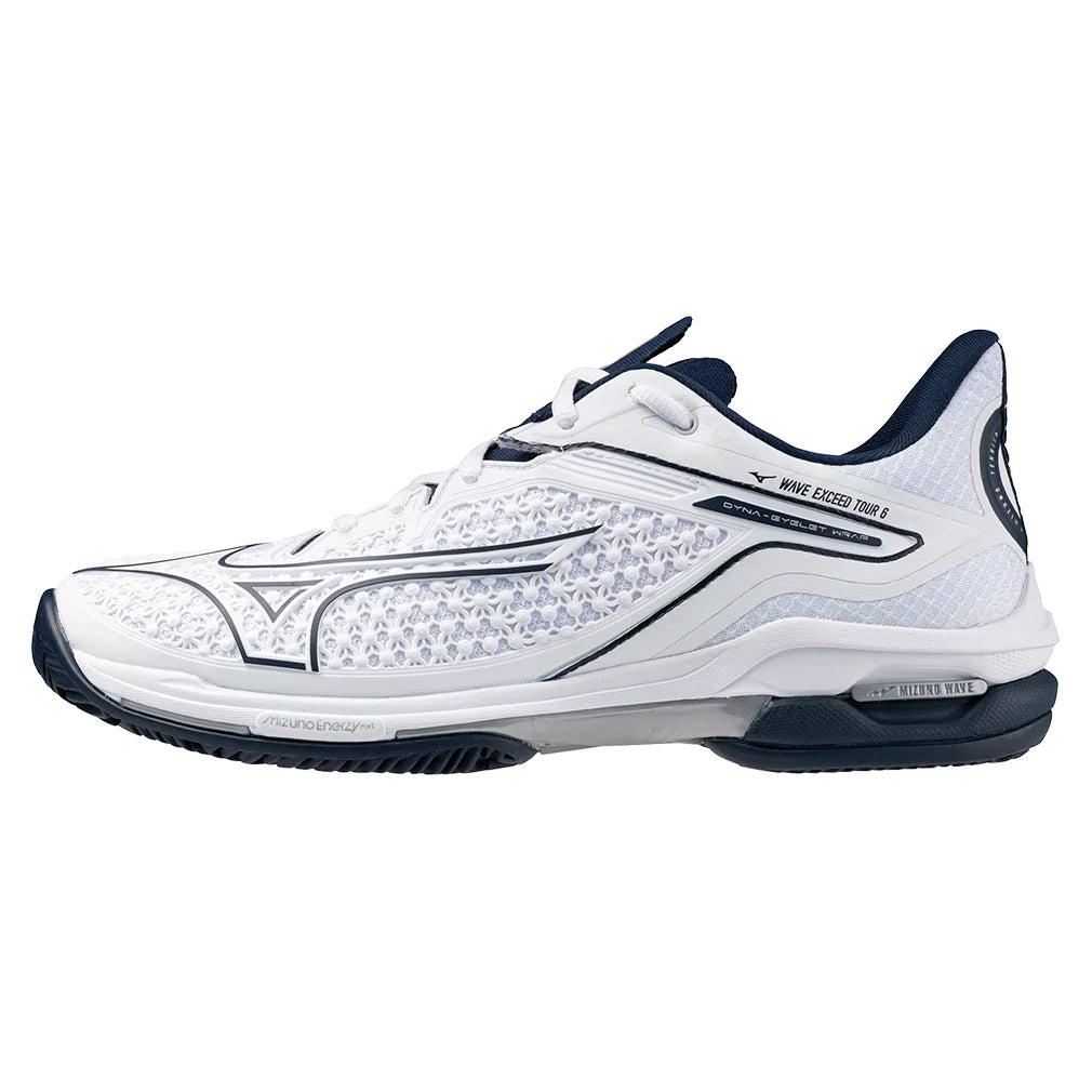 Mens Wave Exceed Tour 6 Clay Tennis Shoes White and Dress Blues