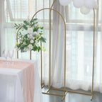 5ft Gold Metal Wedding Arch Chiara Backdrop Stand Floral Display Frame With Round Top - Bell Racket Store