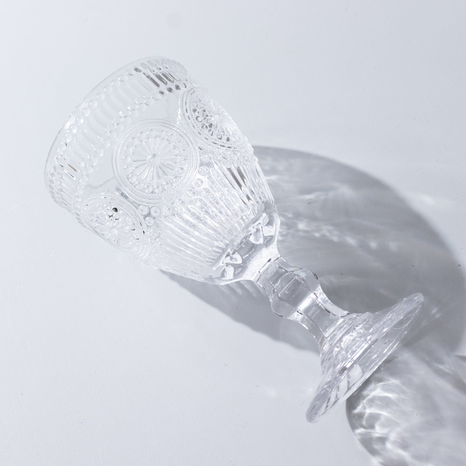 6 - Pack Clear Vintage Goblets 11oz â€“ Embossed Glass Cocktail & Wine Glasses with Floral Design - Bell Racket Store