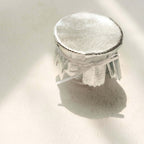 6 - Pack Jar Covers Metallic Silver Round Lame Fabric Design with Satin Tie String - DIY Party Favors & Craft Supplies 6" - Bell Racket Store