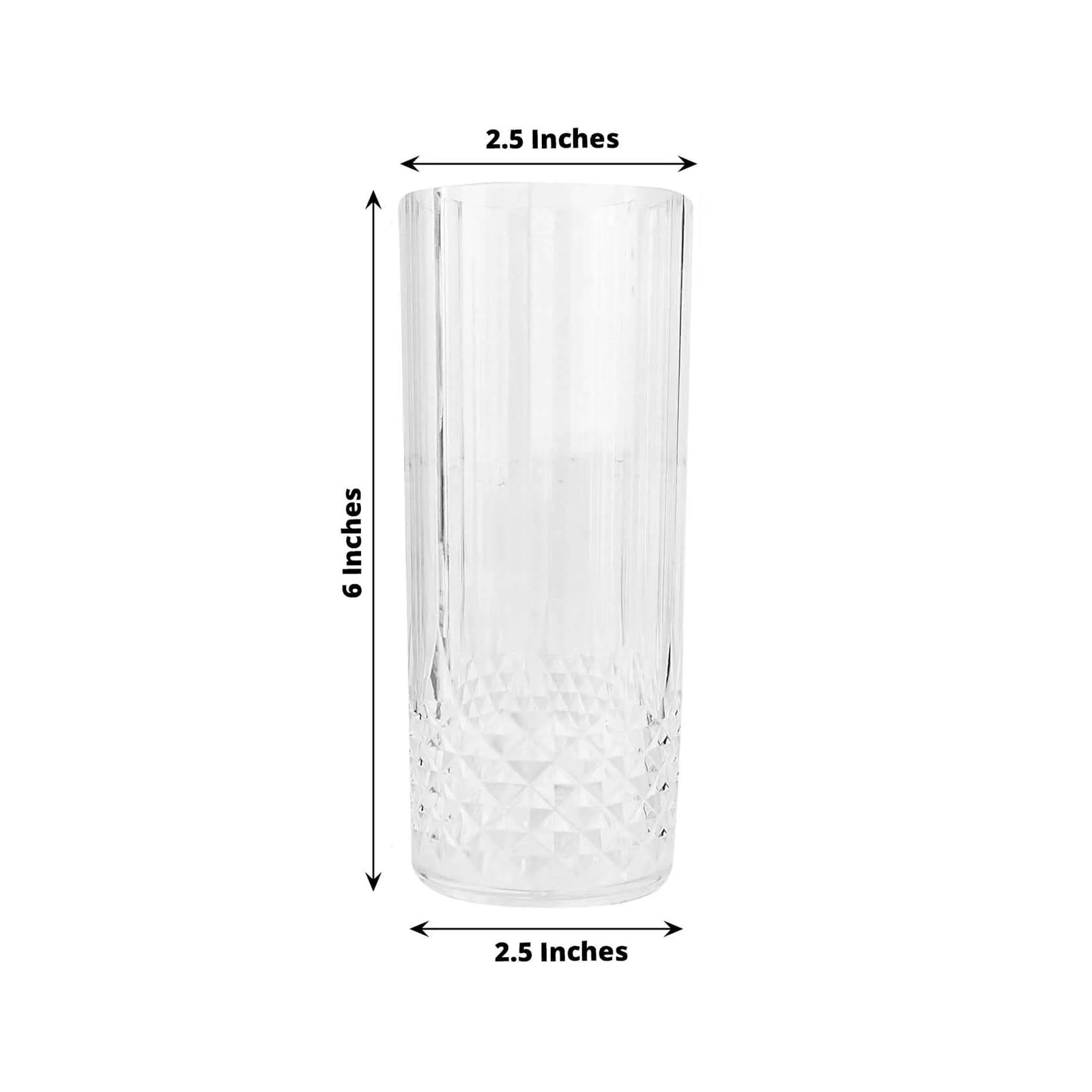6 - Pack Plastic Cocktail Tumblers Clear Transparent Crystal Cut Style - Shatterproof Highball Glasses 14oz - Bell Racket Store