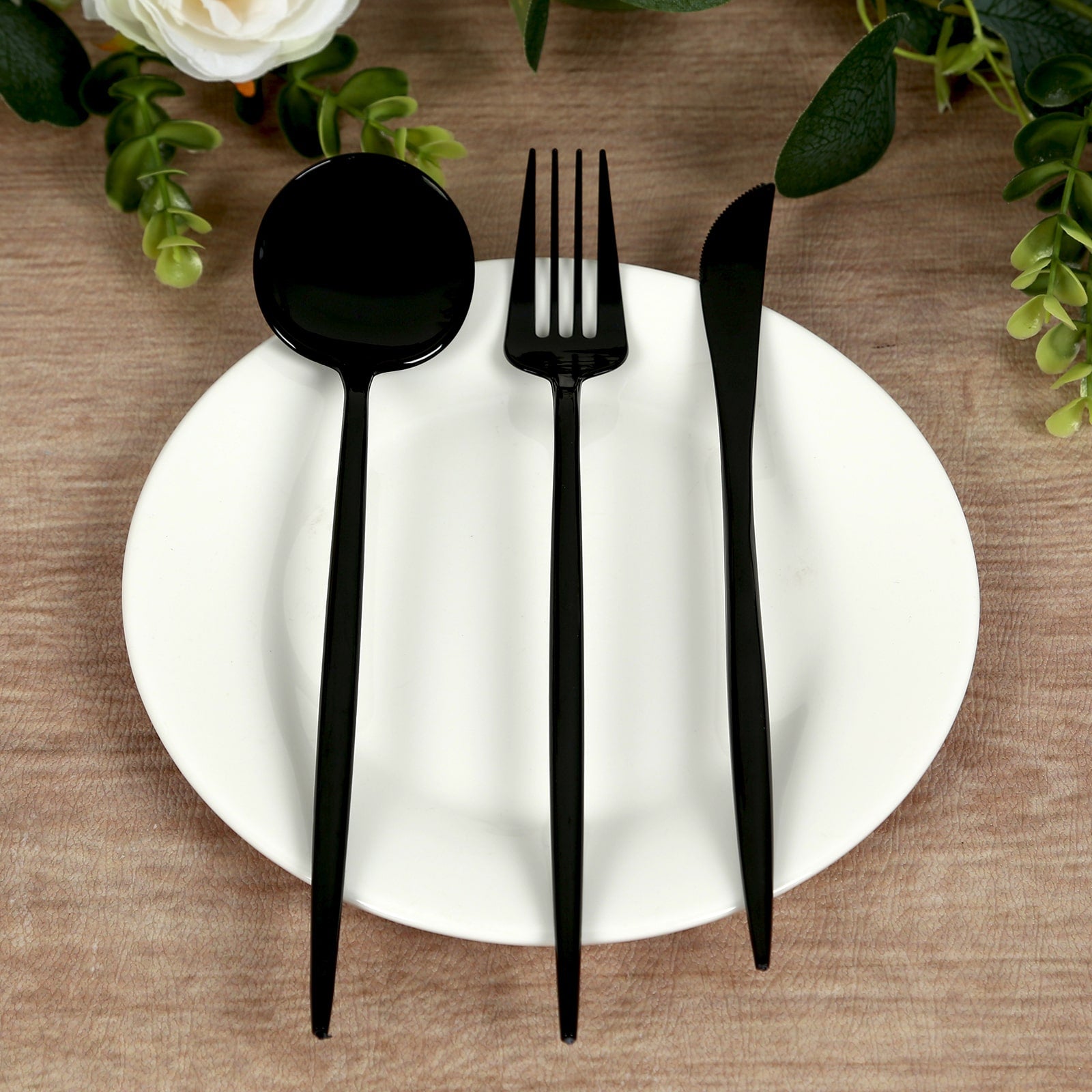 60 Pack Plastic Silverware Set, Black Heavy Duty Disposable Sleek Utensil Cutlery - Bell Racket Store