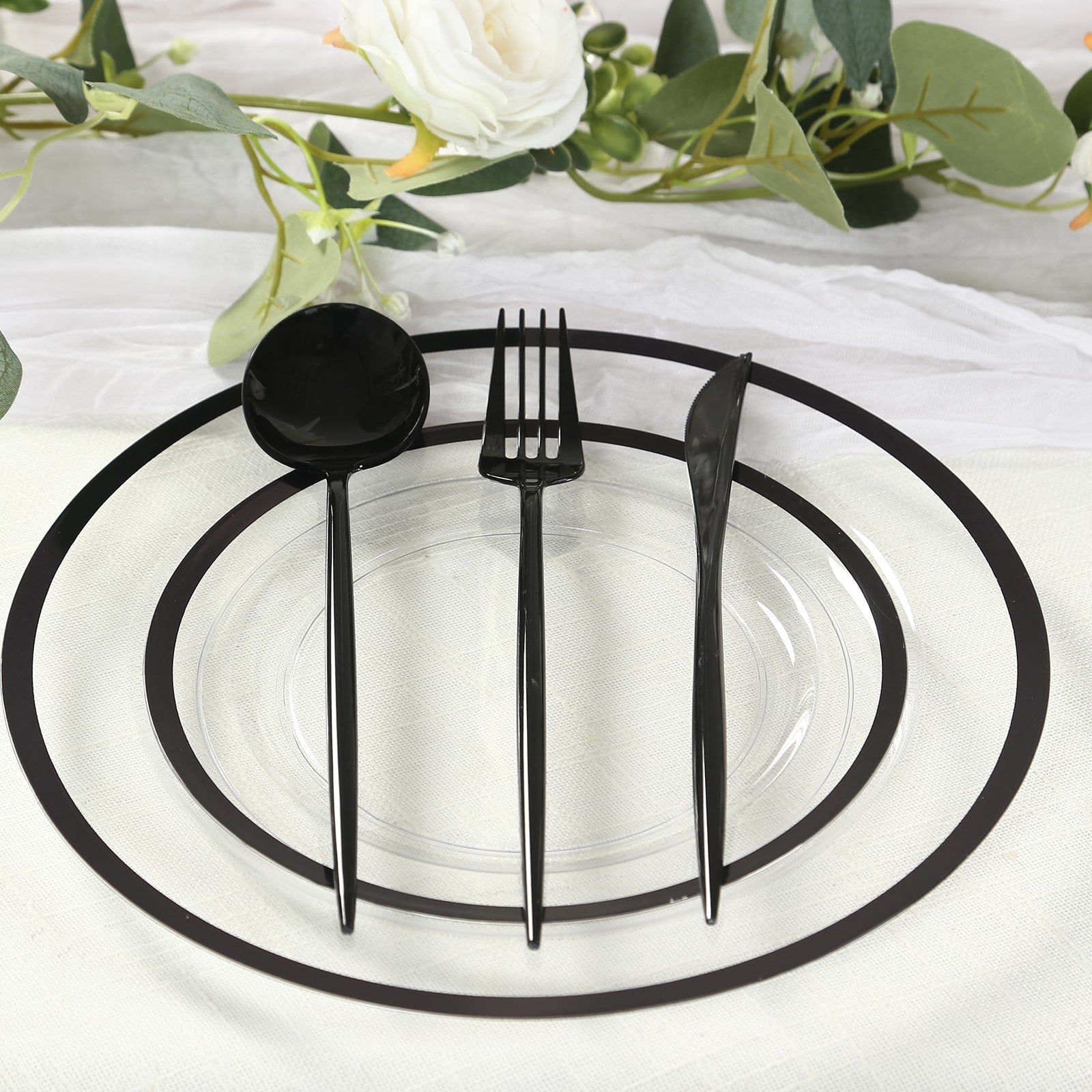 60 Pack Plastic Silverware Set, Black Heavy Duty Disposable Sleek Utensil Cutlery - Bell Racket Store