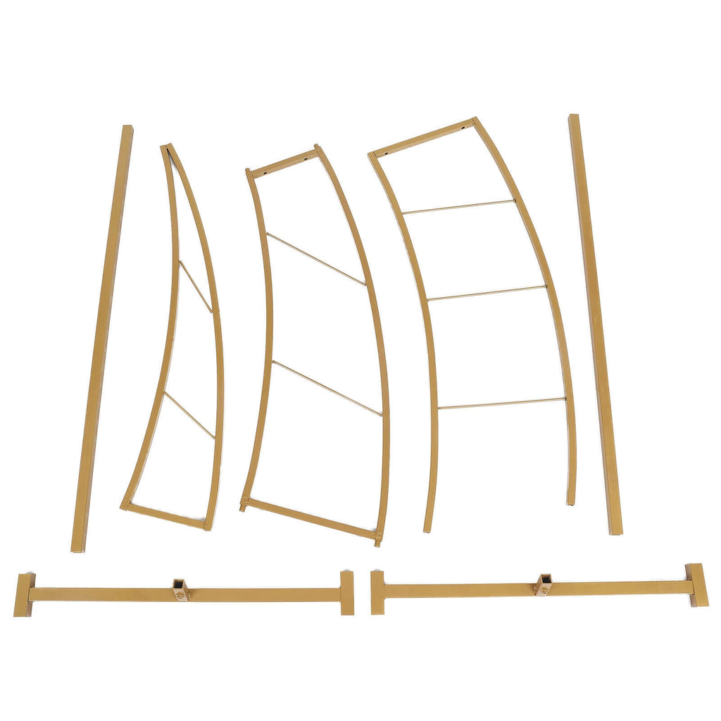6.5ft Gold Metal Half Crescent Moon Wedding Arbor Frame, Curved Design Arch Flower Balloon Stand - Bell Racket Store