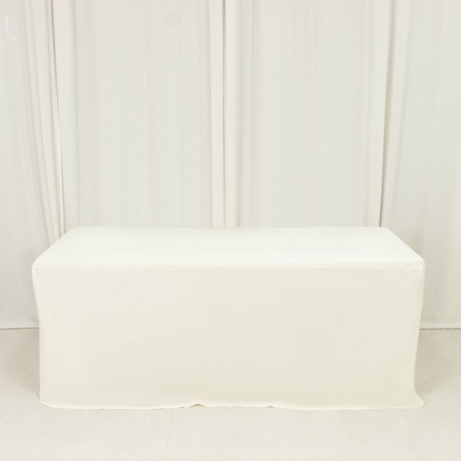 6ft Scuba Rectangular Fitted Tablecloth Ivory â€“ Wrinkle - Free, Stain Resistant - Bell Racket Store