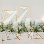 6ft Tall Gold Metal Rectangular Geometric Flower Frame Prop Stand, Wedding Backdrop Floor Stand With Cloudy Film Insert - Bell Racket Store