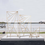 6ft Tall Gold Metal Rectangular Geometric Flower Frame Prop Stand, Wedding Backdrop Floor Stand With Cloudy Film Insert - Bell Racket Store