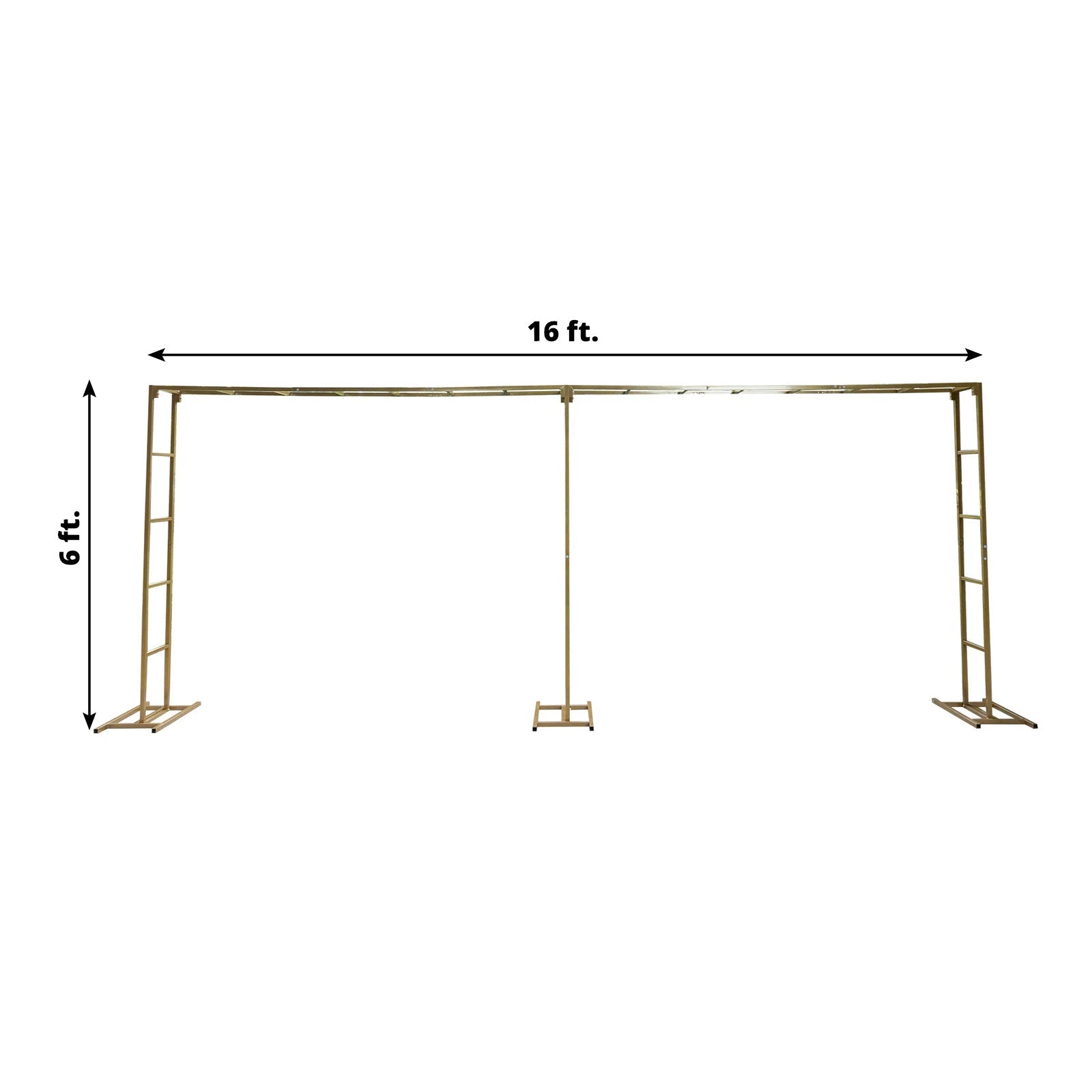 6ftx16ft Gold Rectangular Arbor - Freestanding 6' High Over the Table Stand, Backdrop Stand with Double Frame for Floral Balloon DÃ©cor - Bell Racket Store