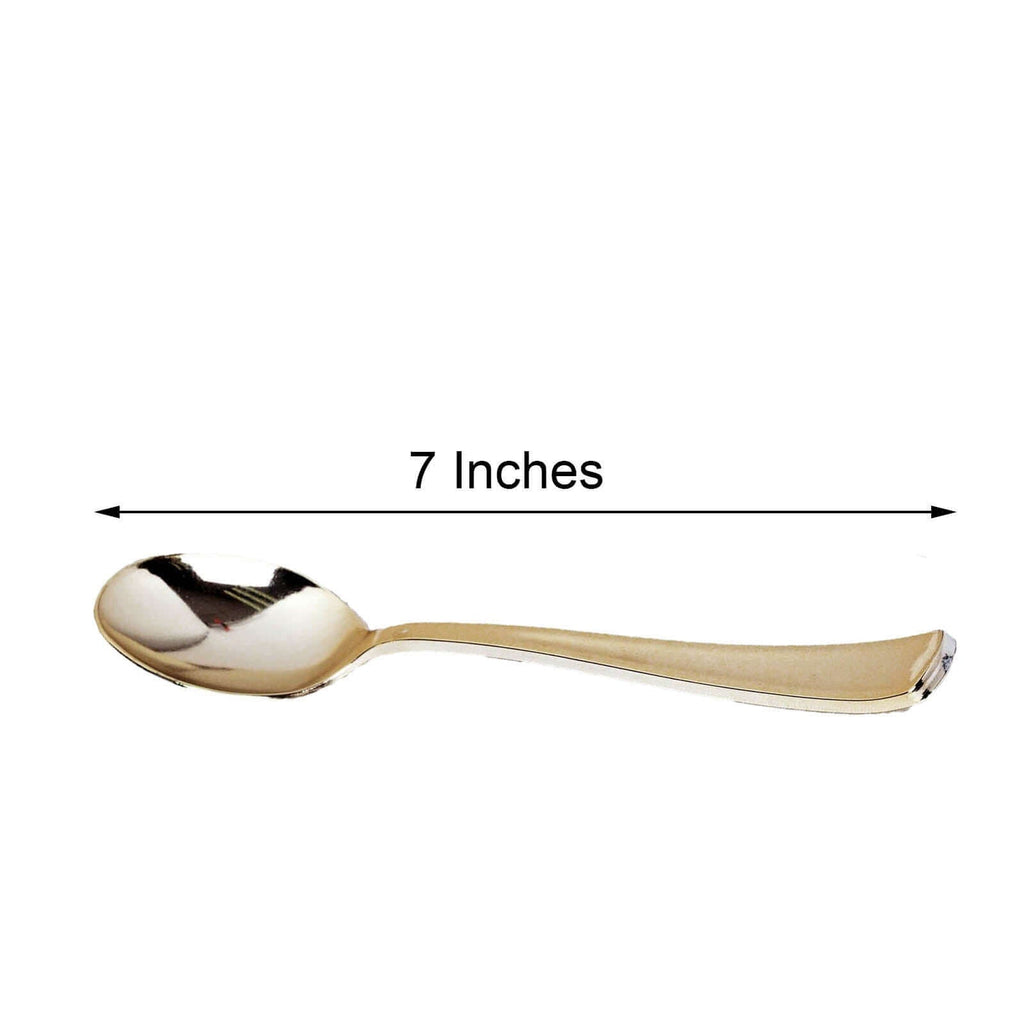 25-Pack Plastic Spoons Metallic Gold Classic Heavy Duty - Premium Disposable Cutlery 7"