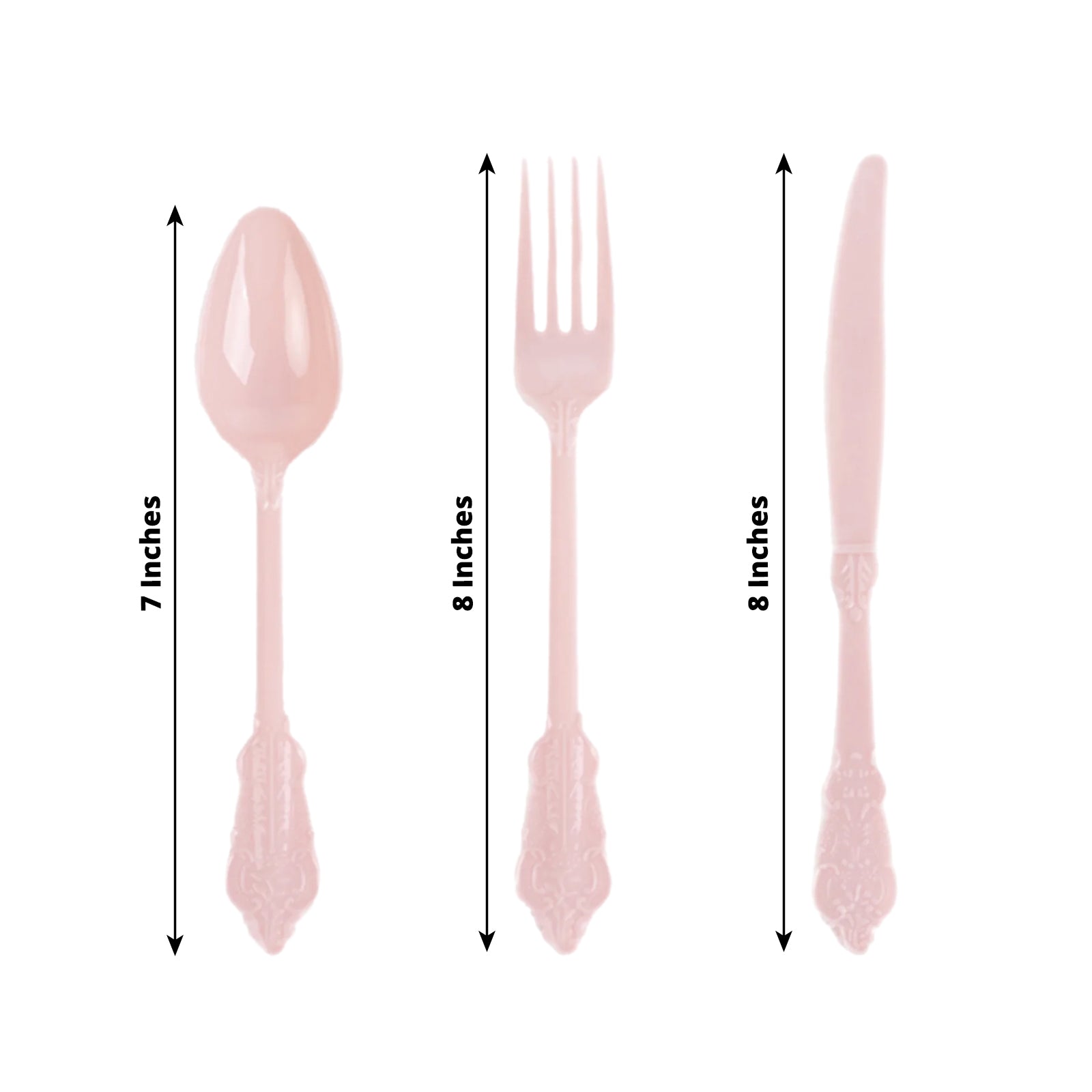 72 Pcs Plastic Silverware Set in Baroque Style Blush - Heavy Duty Disposable Knife, Fork, and Spoon Set - Bell Racket Store