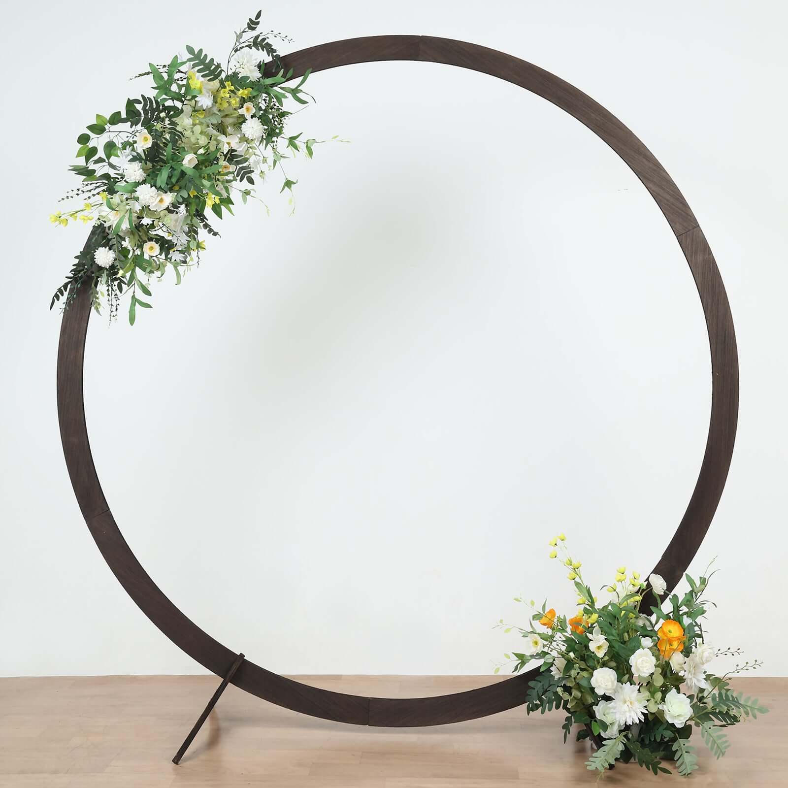 7.4ft Natural Brown Wood Round Event Party Arbor Backdrop Stand, Rustic DIY Wedding Arch - Bell Racket Store