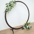 7.4ft Natural Brown Wood Round Event Party Arbor Backdrop Stand, Rustic DIY Wedding Arch - Bell Racket Store