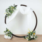 7.4ft Natural Brown Wood Round Event Party Arbor Backdrop Stand, Rustic DIY Wedding Arch - Bell Racket Store