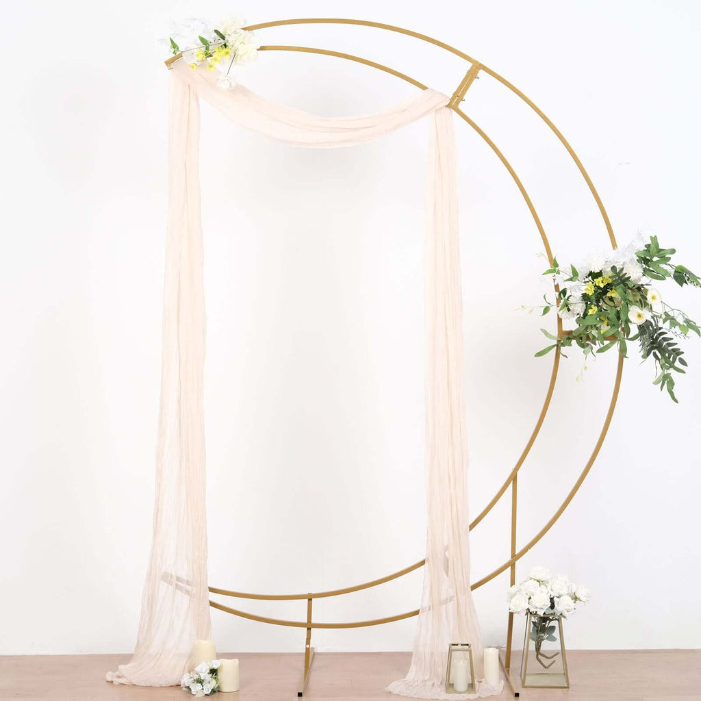 7.5ft Gold Metal Half Crescent Moon Wedding Arbor Frame, Curved Design Arch Flower Balloon Stand - Bell Racket Store