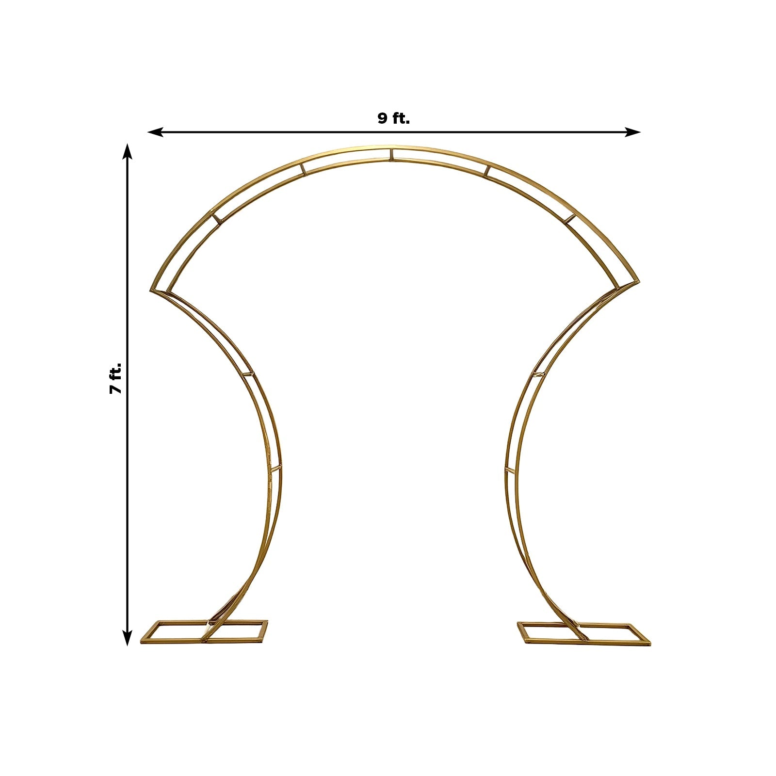 7ft Gold Double - Curved Metal Arch Frame â€“ Backdrop, Balloon & Flower Arrangement Display Stand - Bell Racket Store