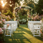 8 - Pack Resin Chairs with Vinyl Padded Seat for Folding Use White â€“ Stylish Design for Indoor or Outdoor Weddings & Gatherings - Bell Racket Store