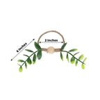 8 Pack Rustic Green Eucalyptus Leaf Wooden Beaded Jute Napkin Rings, Handmade Farmhouse Burlap Napkin Serviette Buckle Holders - Bell Racket Store