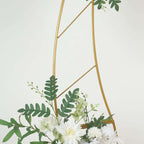 8ft Gold Metal Curved Flower Frame Balloon Arch Stand, Collapsible Wedding Aisle Photo Backdrop With Solid Rectangular Base - Bell Racket Store