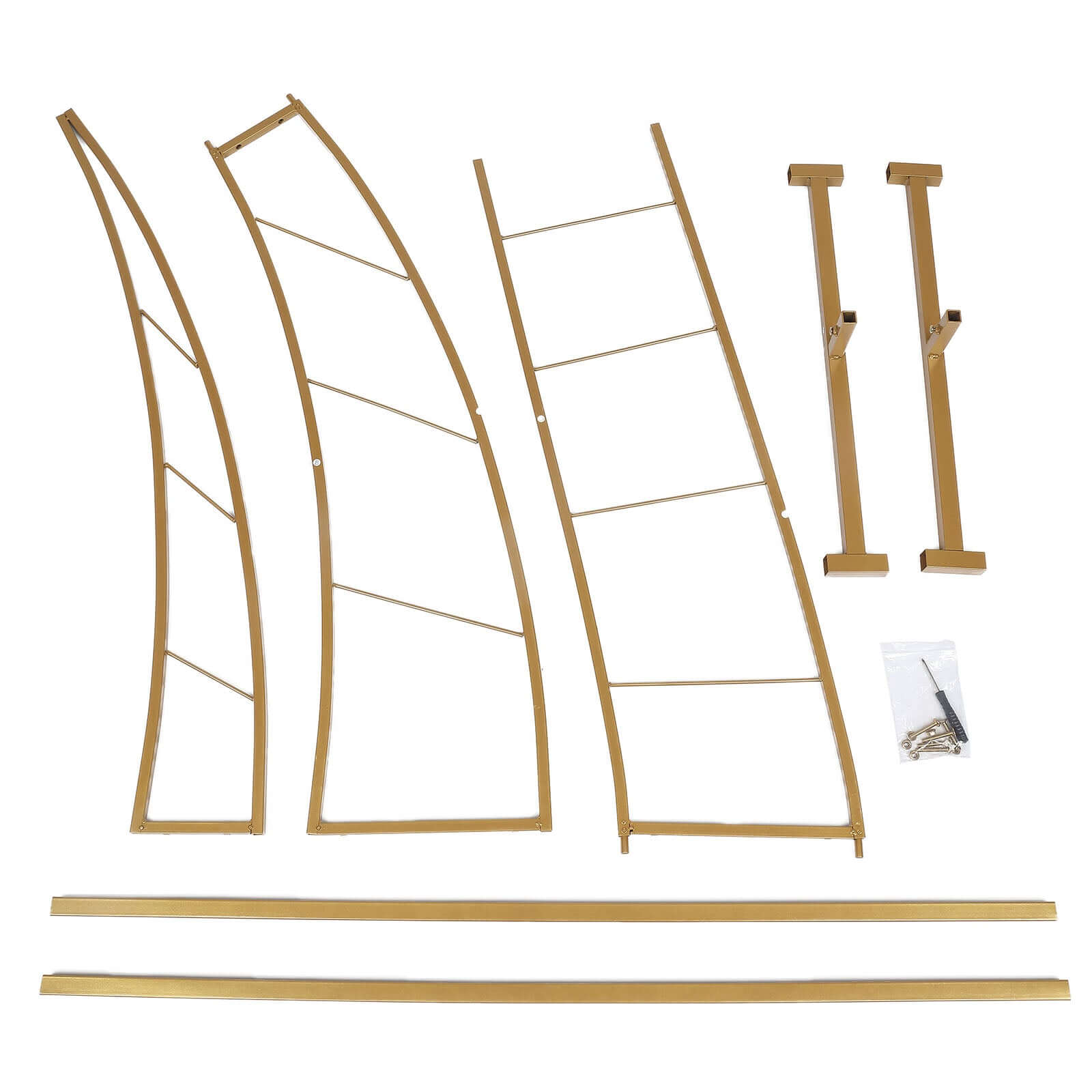 8ft Gold Metal Half Crescent Moon Wedding Arbor Frame, Curved Design Arch Flower Balloon Stand - Bell Racket Store
