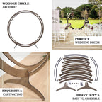 8ft Natural Brown Wood Round Event Party Arbor Backdrop Stand, Rustic DIY Wedding Arch - Bell Racket Store