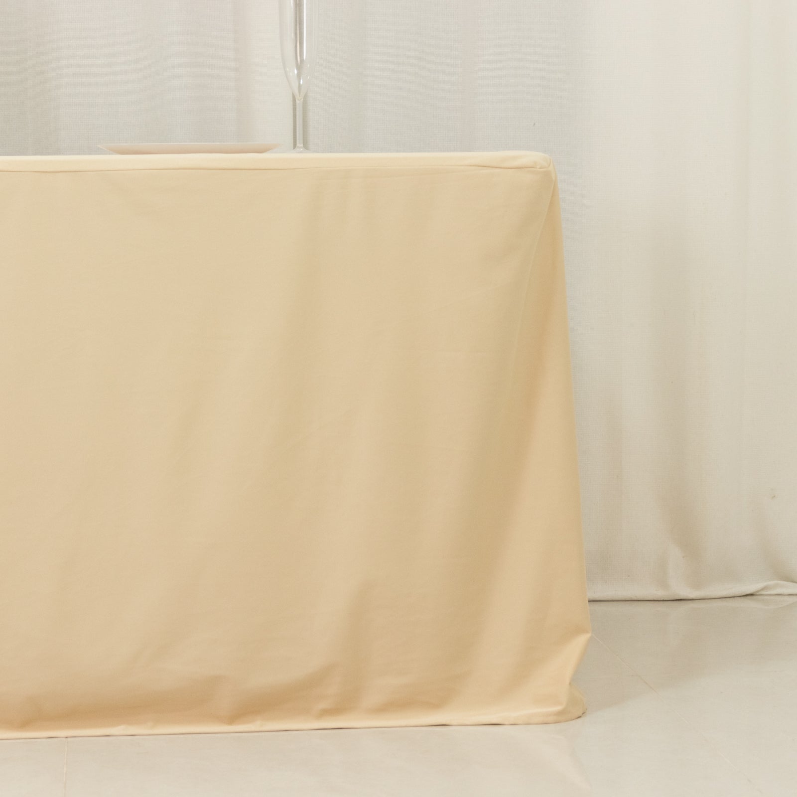 8ft Scuba Rectangular Fitted Tablecloth Beige â€“ Wrinkle - Free, Stain Resistant - Bell Racket Store
