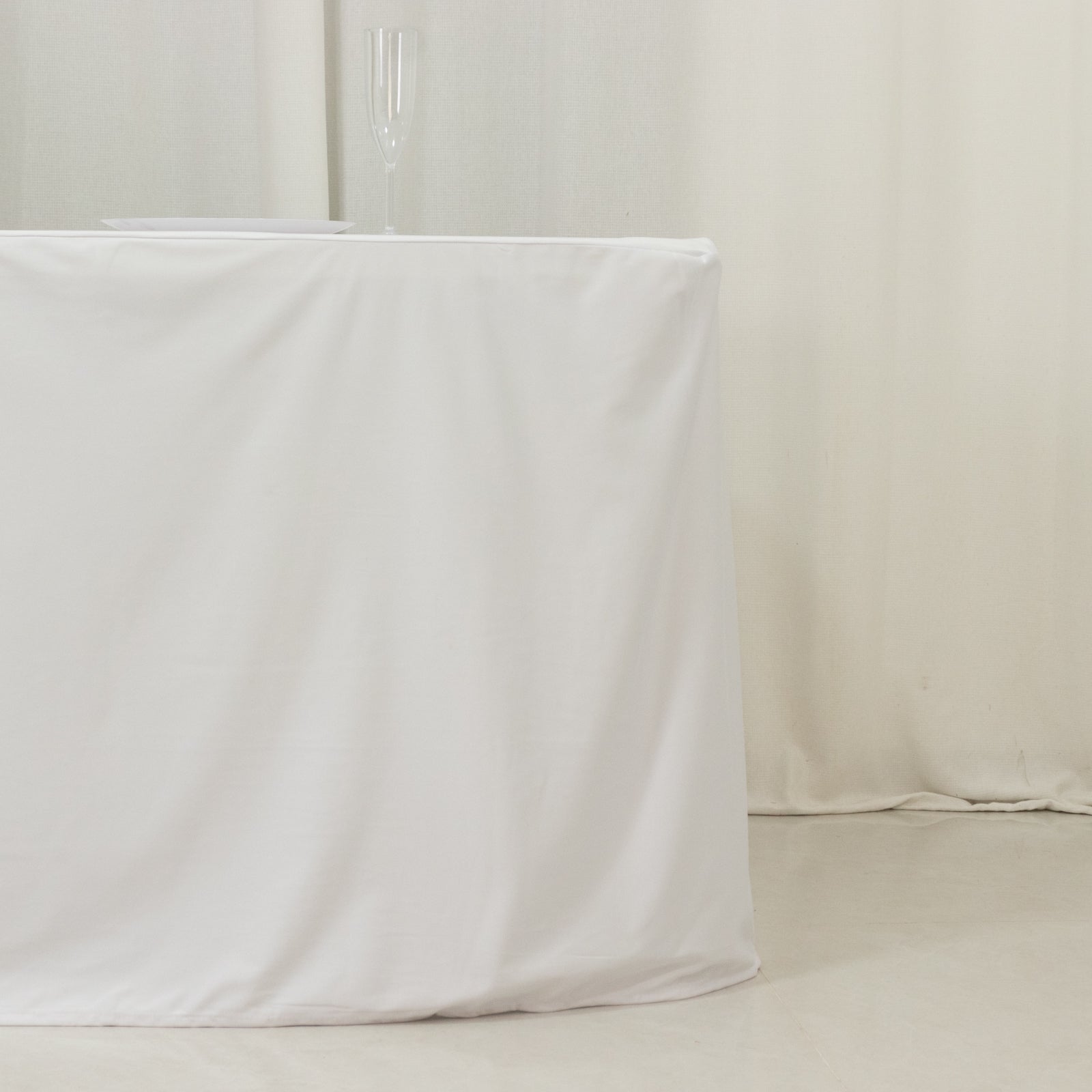 8ft Scuba Rectangular Fitted Tablecloth White â€“ Wrinkle - Free, Stain Resistant - Bell Racket Store