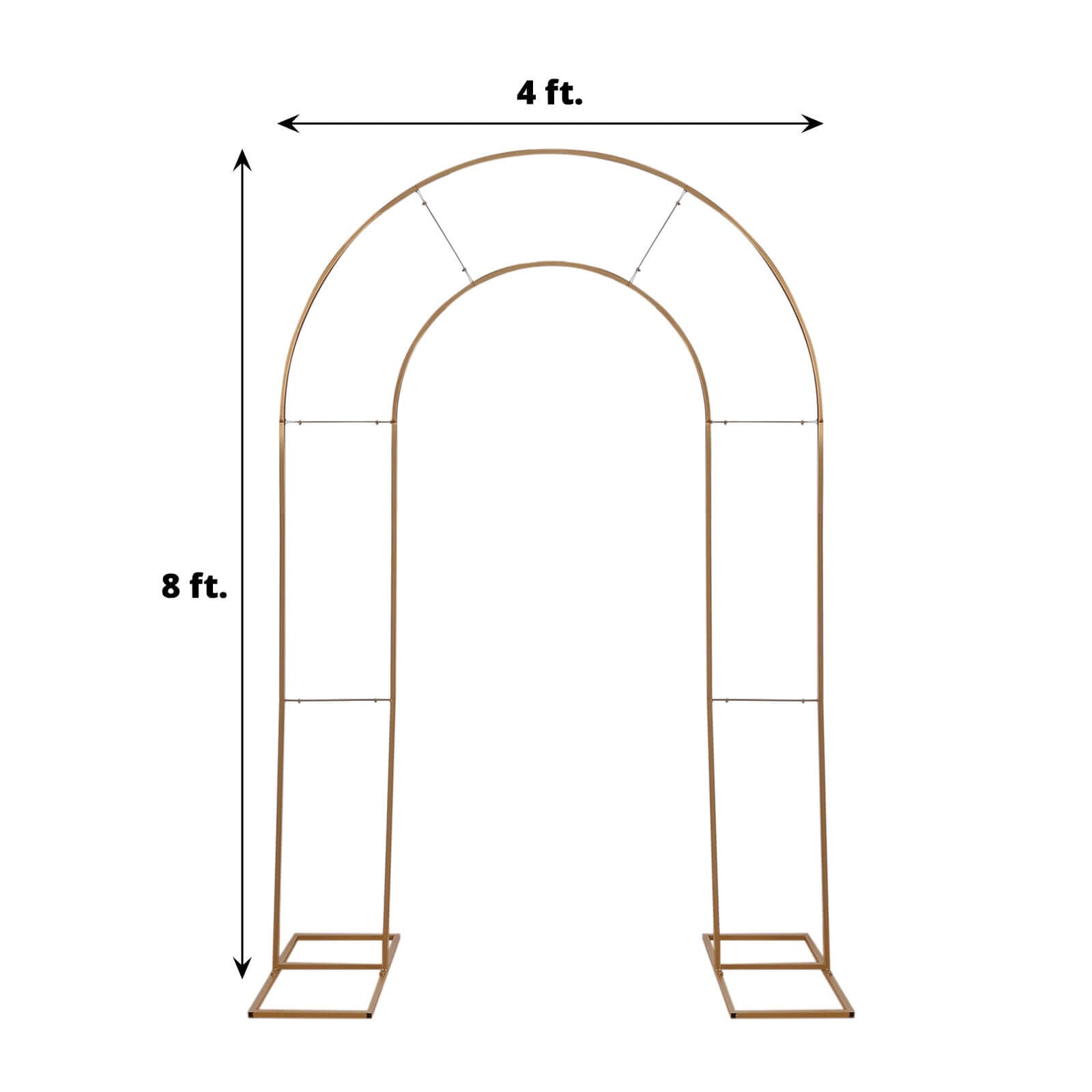 8ft Tall Gold Metal Round Top Double Arch Wedding Arbor Ceremony Stand, Flower Balloon Frame Backdrop Stand - Bell Racket Store