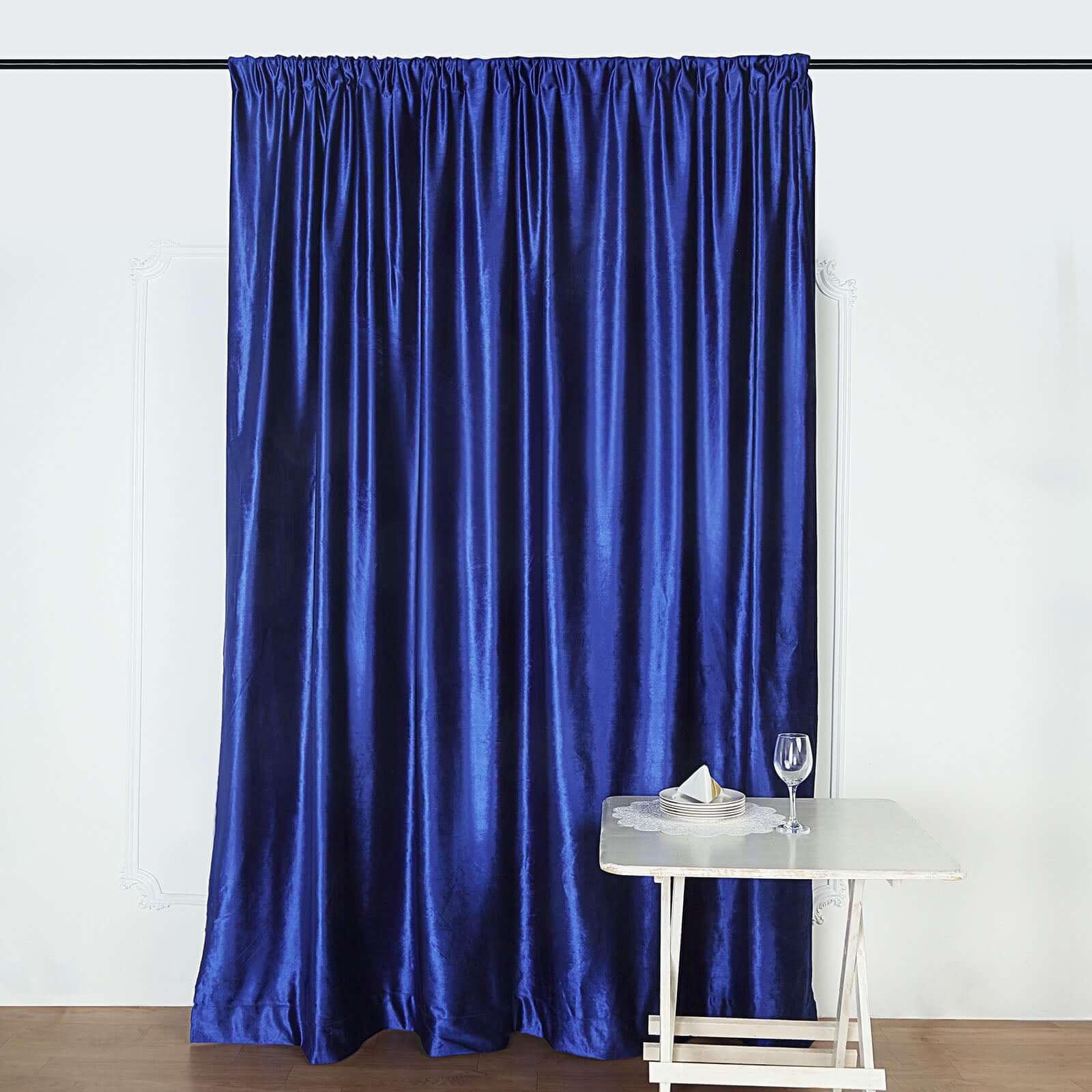 Royal Blue Crushed Velvet Backdrop Curtain â€“ 8ft x 8ft Event Drape with Rod Pocket, Privacy Panel for Photo Booths & Events