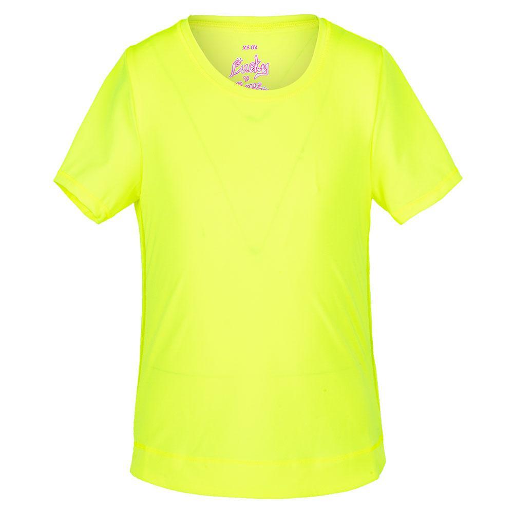 Girls' Dynamic High-Low Short Sleeve Tennis Top Neon Yellow