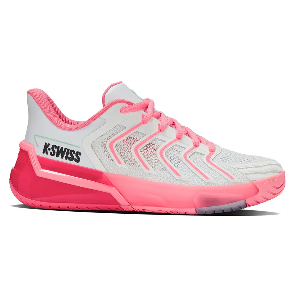 Women's Ultrashot 4 Tennis Shoes White and Neon Pastel Pink