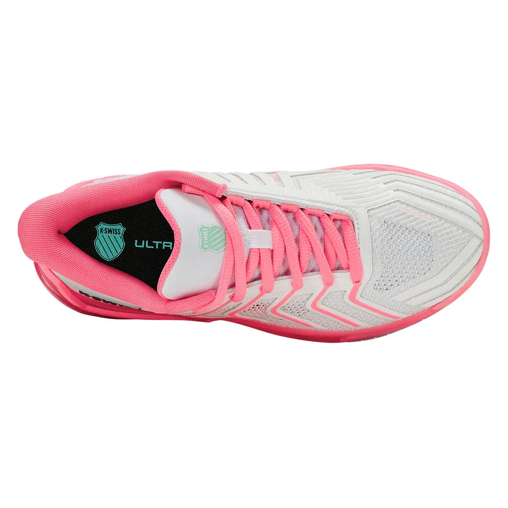 Women's Ultrashot 4 Tennis Shoes White and Neon Pastel Pink