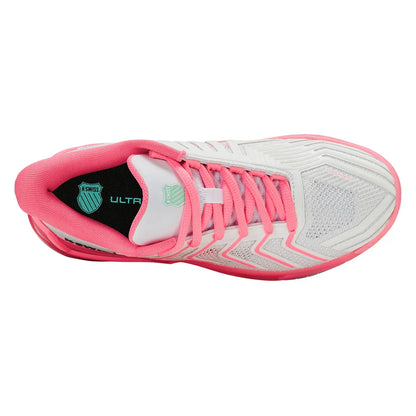 Women's Ultrashot 4 Tennis Shoes White and Neon Pastel Pink
