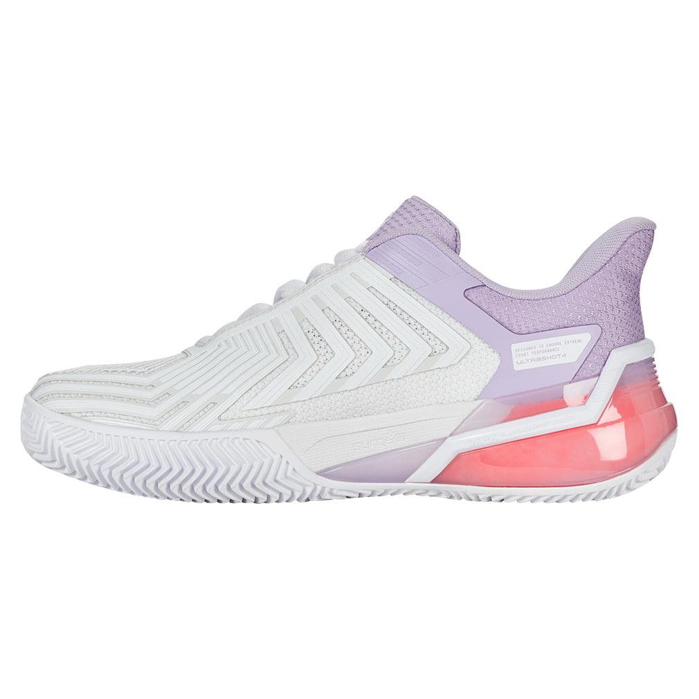 Women's Ultrashot 4 Clay Tennis Shoes White and Orchid Petal