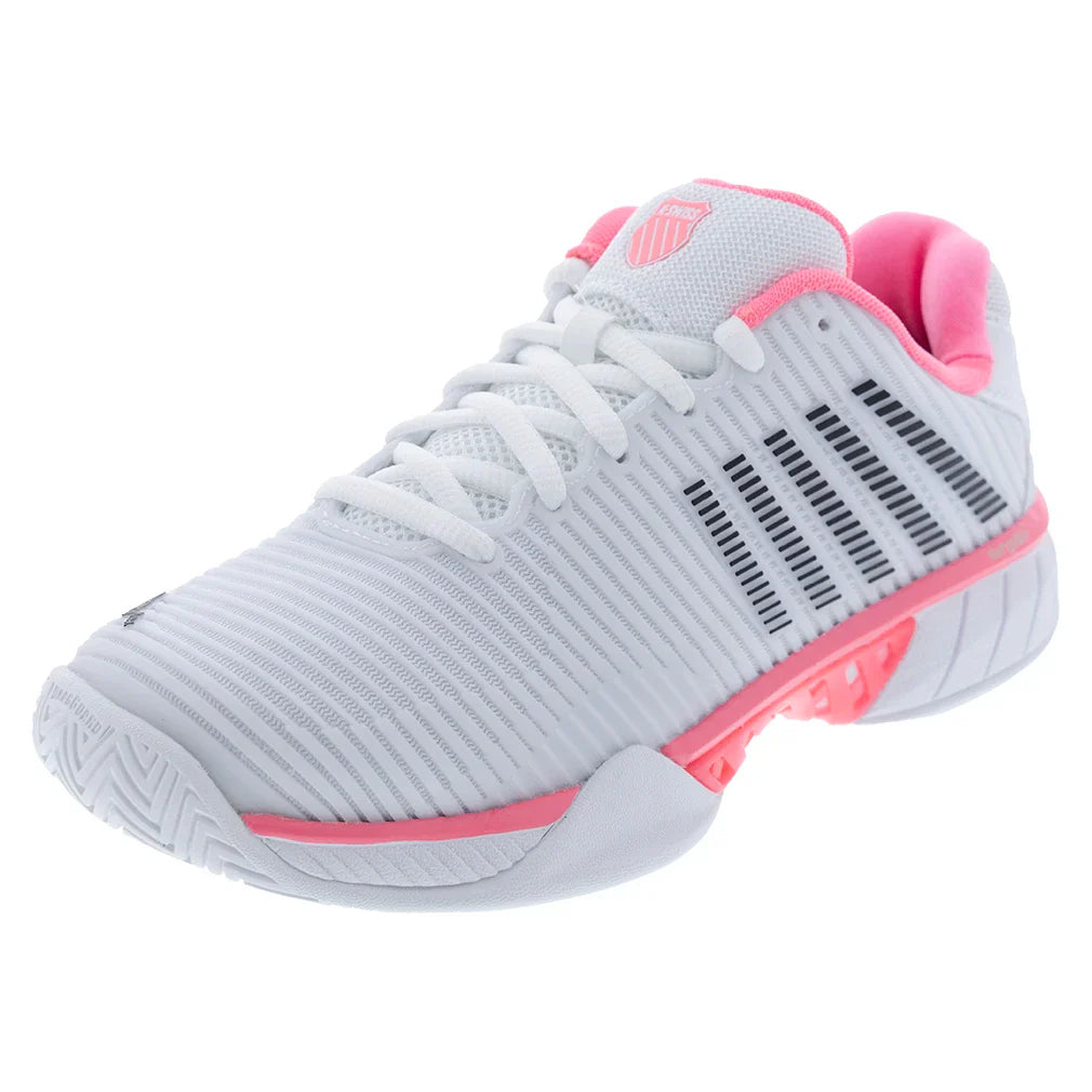 Women's Hypercourt Express 2 Tennis Shoes White and Neon Pastel Pink