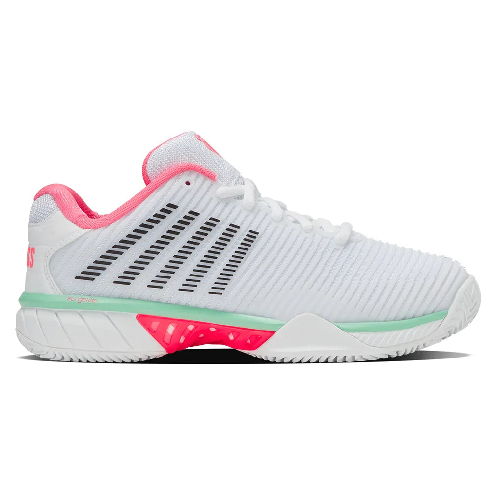 Women's Hypercourt Express 2 Clay Tennis Shoes White and Neon Pastel Pink