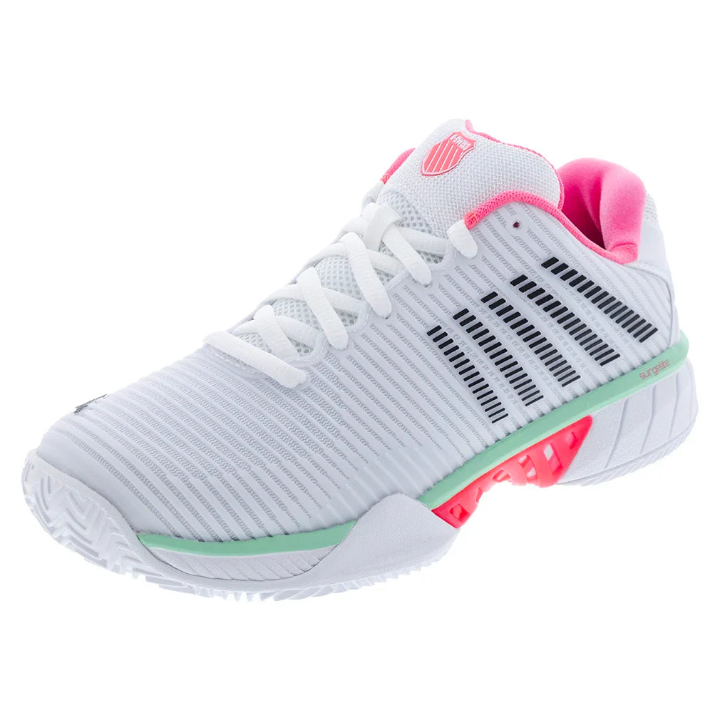 Women's Hypercourt Express 2 Clay Tennis Shoes White and Neon Pastel Pink
