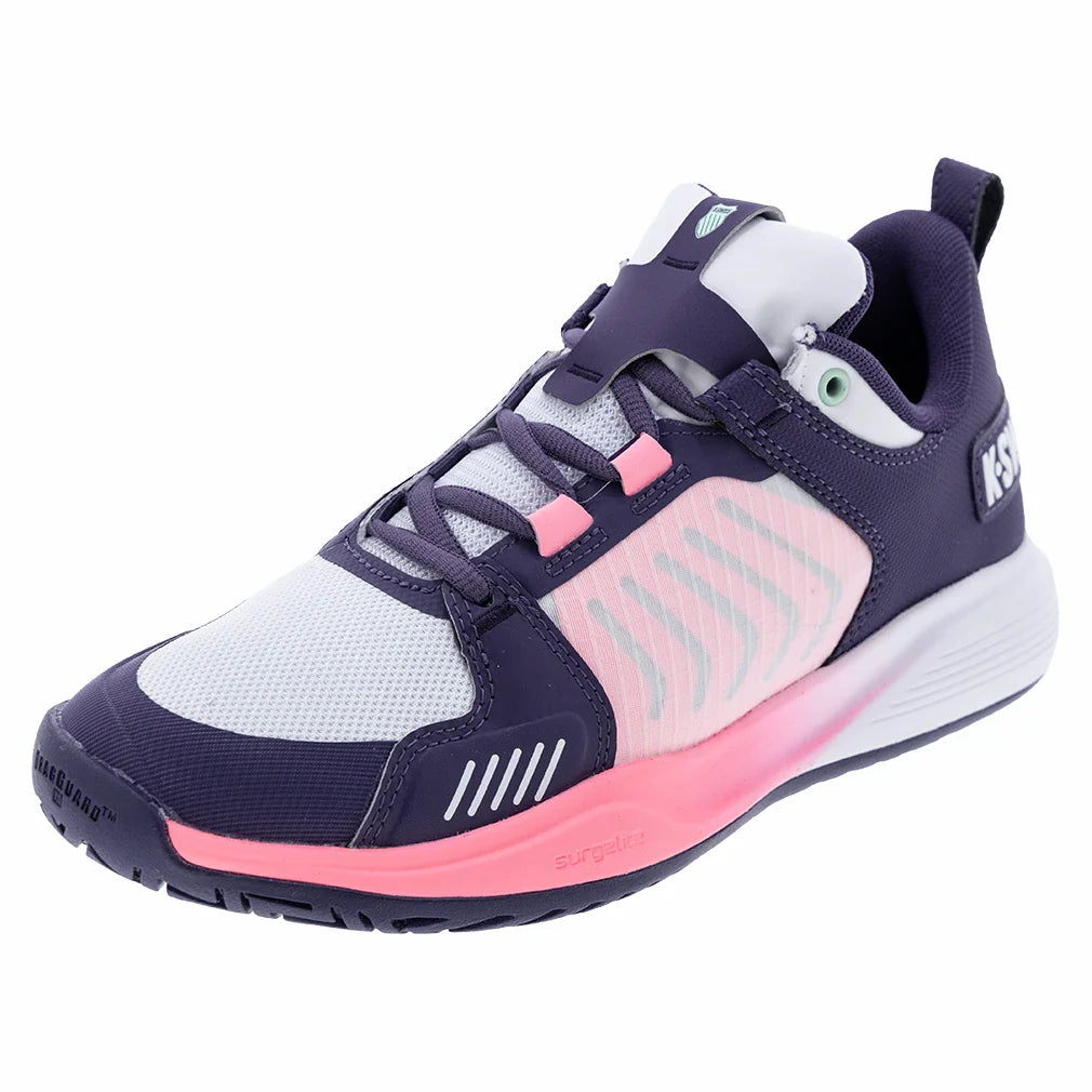 Women's Ultrashot Team Tennis Shoes Purple Plumeria and White