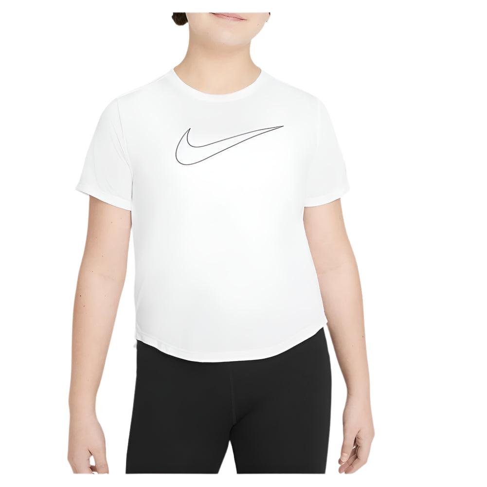 Girls' Dri-FIT One Short-Sleeve Training Top White and Black