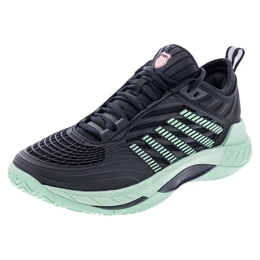 Women's Hypercourt Supreme 2 Tennis Shoes Black and Neon Mint