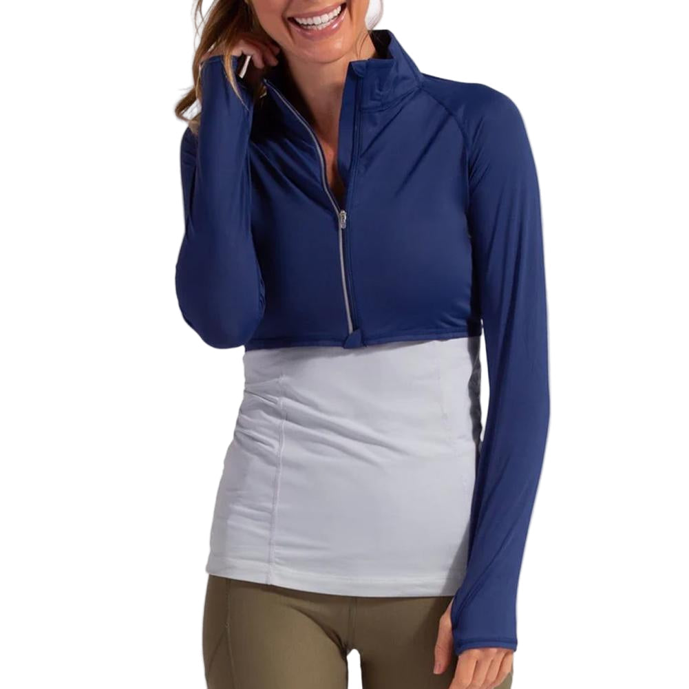 Women's Full Zip Tennis Crop Top