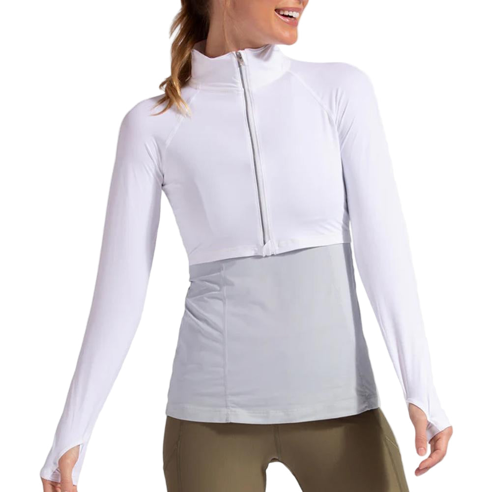 Women's Full Zip Tennis Crop Top